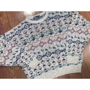 Vintage Timber Trail Fair Isle Sweater Mens Medium Made in USA Nordic Knit